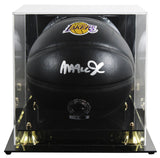 Lakers Magic Johnson Signed Black Wilson Logo Basketball W/ Case BAS Witnessed