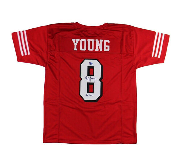 Steve Young Signed San Francisco Custom Red Jersey with "HOF 2005" Insc