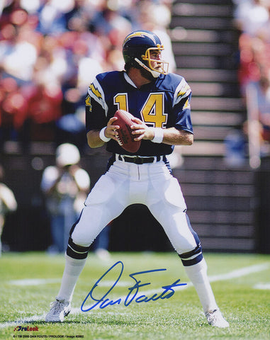 Dan Fouts Signed Chargers Drop Back Action 8x10 Photo (In Blue) - (SCHWARTZ COA)