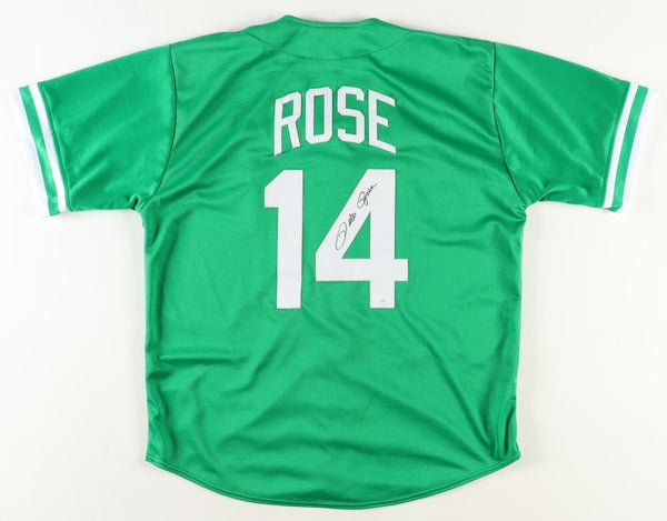 Pete Rose Signed Philadelphia Phillies St Patrick Day Spring Jersey (JSA COA)