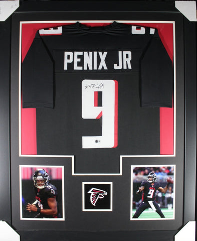 MICHAEL PENIX JR (Falcons black TOWER) Signed Autograph Framed Jersey Beckett