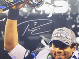 Russell Wilson Autographed Framed 16x20 Photo Seahawks SB 48 XVIII Trophy
