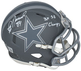 Jay Novacek Autographed "3x SB Champ" Cowboys Slate Mini Helmet Beckett