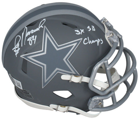 Jay Novacek Autographed "3x SB Champ" Cowboys Slate Mini Helmet Beckett