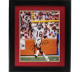 Joe Montana Signed San Francisco 49ers Framed 16x20 NFL Photo - White Jersey Thr