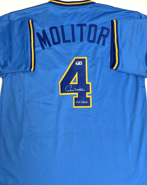 Brewers PAUL MOLITOR Signed Custom Replica BLUE Jersey AUTO w/ HOF '04 - BAS
