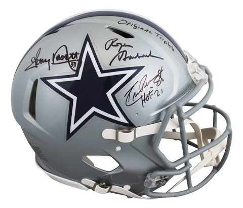 Cowboys (3) Pearson, Staubach & Dorsett Signed F/S Speed Proline Helmet BAS Wit