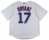 Cubs Kris Bryant Signed White Pinstripe Majestic Cool Base Jersey BAS #BR84239