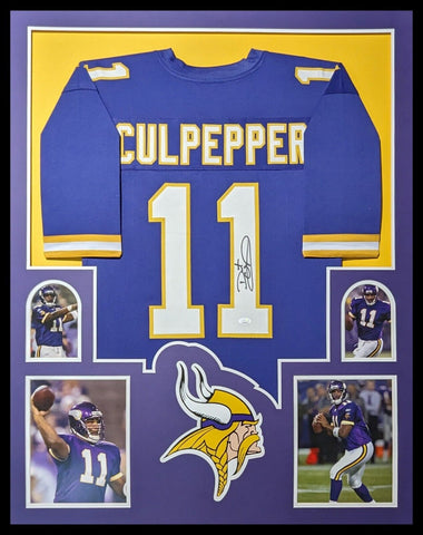 FRAMED MINNESOTA VIKINGS DAUNTE CULPEPPER AUTOGRAPHED SIGNED JERSEY JSA COA