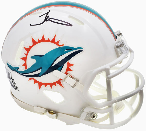 TYREEK HILL AUTOGRAPHED DOLPHINS WHITE SPEED MINI HELMET BECKETT WITNESS 222810