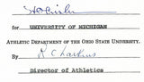 Fritz Crisler HOF Michigan Head Coach Signed/Auto Contract PSA BA199016