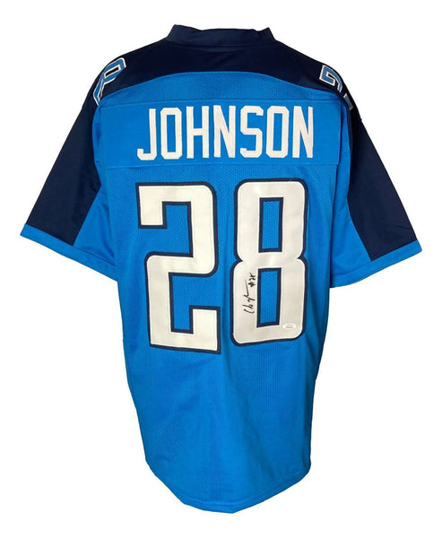 Chris Johnson Tennessee Signed Blue Football Jersey JSA ITP Hologram