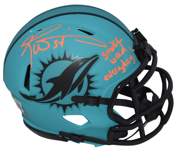RICKY WILLIAMS SIGNED MIAMI DOLPHINS RAVE MINI HELMET W/ SMOKE WEED EVERYDAY