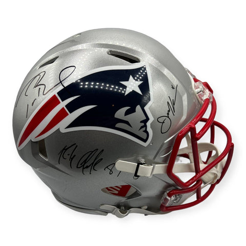 Tom Brady Julian Edelman & Rob Gronkowski Signed Auto Speed Authentic Helmet JSA