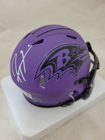 RAY LEWIS SIGNED BALTIMORE RAVENS RAVE SPEED MINI HELMET BECKETT