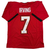 Autographed/Signed Bucky Irving Tampa Bay Red Football Jersey Beckett BAS COA
