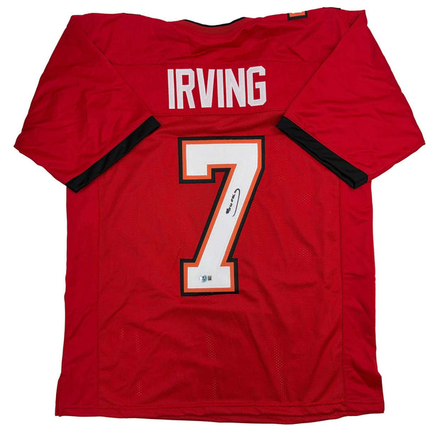 Autographed/Signed Bucky Irving Tampa Bay Red Football Jersey Beckett BAS COA