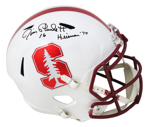 Jim Plunkett Signed Stanford Riddell F/S Speed Replica Helmet w/Heisman'70 - SS