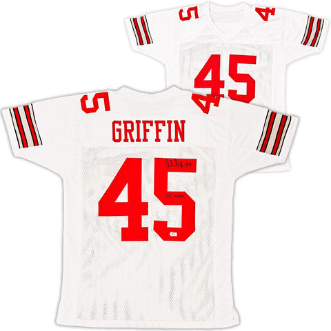 Ohio State Buckeyes Archie Griffin Signed White Jersey "HT 1974/75" Beckett Wit