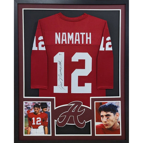Joe Namath Autographed Signed Framed Alabama Jersey BECKETT