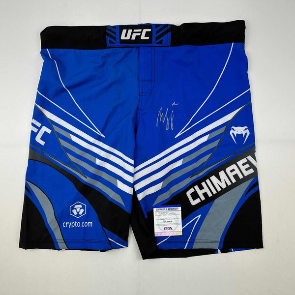 Autographed/Signed Khamzat Borz Chimaev UFC MMA Blue Trunks PSA/DNA COA