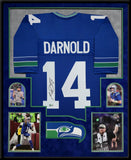FRAMED IN SUEDE SEATTLE SEAHAWKS SAM DARNOLD AUTOGRAPHED SIGNED JERSEY BECKETT