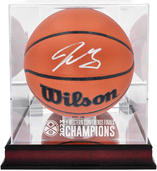 Jamal Murray Signed Basketball w/23 Western Conference Champs Logo Display Case