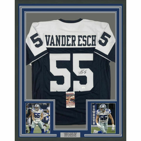 FRAMED Autographed/Signed LEIGHTON VANDER ESCH 33x42 Dallas TG Jersey JSA COA