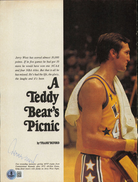 Jerry West Autographed 8x11 Magazine Page Photo Lakers Beckett QR #BP55303