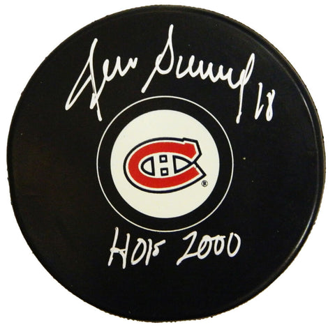 DENIS SAVARD Signed Montreal Canadiens Logo Hockey Puck w/HOF 2000 - SCHWARTZ
