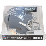 Randy Moss Autographed New England Patriots Slate Mini Helmet Beckett 53649