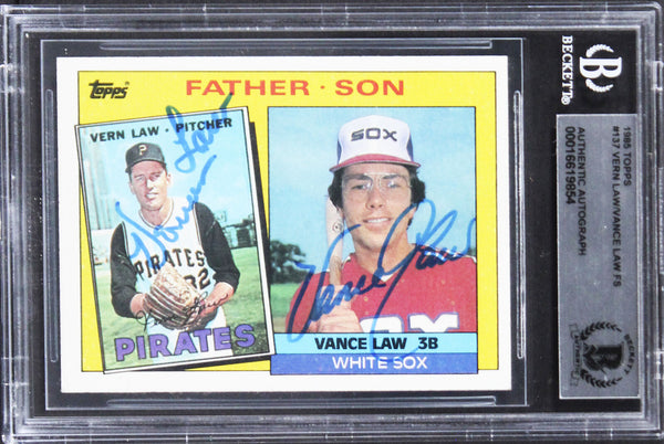 Law Vance & Vern Law Authentic Signed 1985 Topps #137 Card BAS Slabbed
