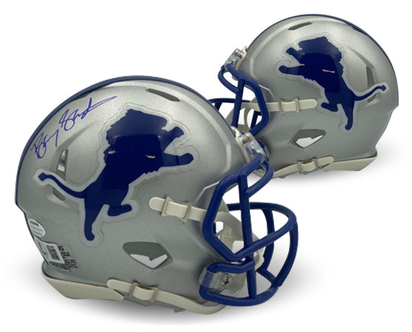 Barry Sanders Autographed Detroit Lions Signed Football Mini Helmet Beckett COA