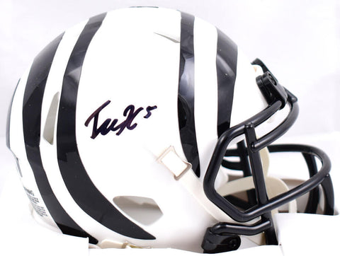 Tee Higgins Autographed Bengals White Alternate Speed Mini Helmet-Beckett W Holo