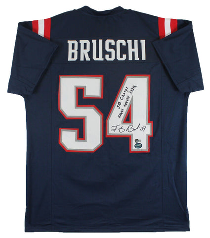 Tedy Bruschi "SB Champ" Authentic Signed Navy Blue Pro Style Jersey BAS Witness