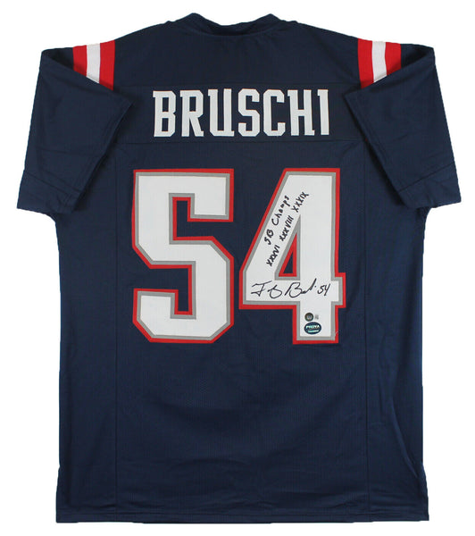 Tedy Bruschi "SB Champ" Authentic Signed Navy Blue Pro Style Jersey BAS Witness