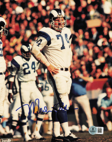 Merlin Olsen Autographed 8x10 Photo Los Angeles Rams Beckett BAS QR #BS12825