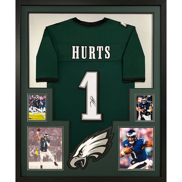 Jalen Hurts Autographed Signed Framed Green Philadelphia Eagles Jersey JSA