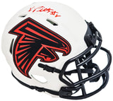 KYLE PITTS AUTOGRAPHED FALCONS LUNAR ECLIPSE WHITE MINI HELMET BECKETT 216116