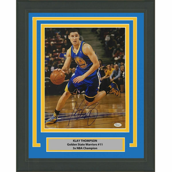 FRAMED Autographed/Signed KLAY THOMPSON GS Warriors 11x14 Photo JSA COA