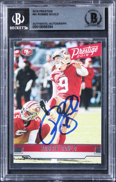 49ers Robbie Gould Authentic Signed 2019 Prestige #91 Card BAS Slabbed