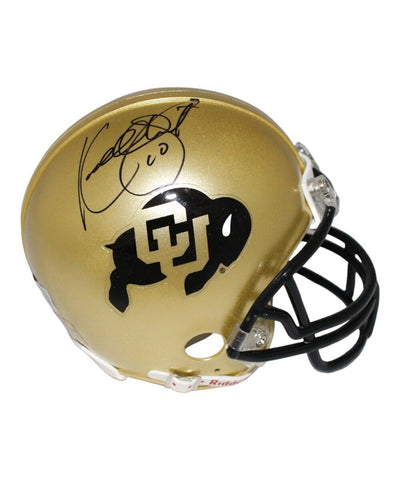 Kordell Stewart Signed Colorado Buffaloes Gold Mini Helmet Beckett 41195