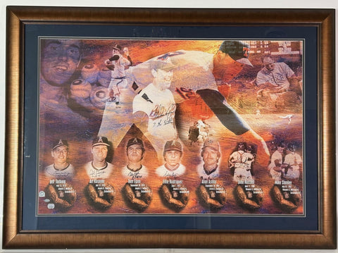 Autographed Nolan Ryan & 7 No-Hitter Catchers Collage Mounted Memories COA