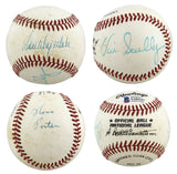 Dodgers Don Drysdale, Vin Scully & Ross Porter Signed Onl Baseball BAS #AA03157