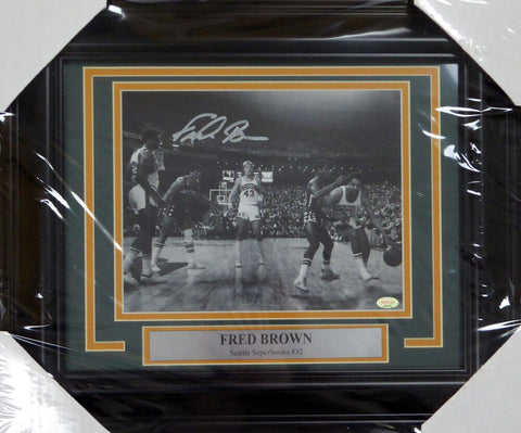 "DOWNTOWN" FRED BROWN AUTOGRAPHED FRAMED 8X10 PHOTO SONICS MCS HOLO 123676