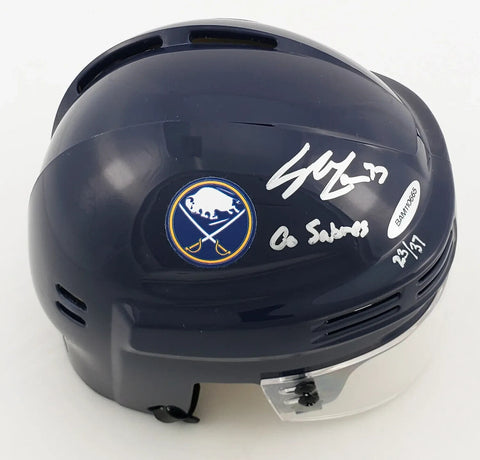 Casey Mittelstadt "Go Sabres" Signed Buffalo Sabres Mini Helmet (Upper Deck COA)