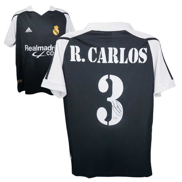 Roberto Carlos Signed Real Madrid FC Soccer Jersey #3 with Beckett Witness
