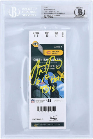 Aaron Rodgers Green Bay Packers Signed Ticket from November 9,