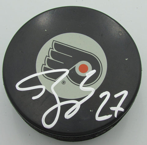 Bruno Gervais Philadelphia Flyers Autographed/Signed Flyers Logo Puck 140688