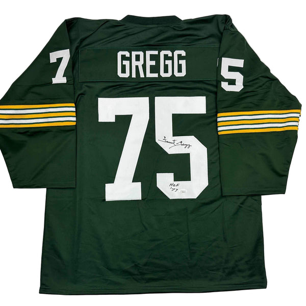 Autographed/Signed Forrest Gregg HOF 77 Green Bay Green Football Jersey JSA COA